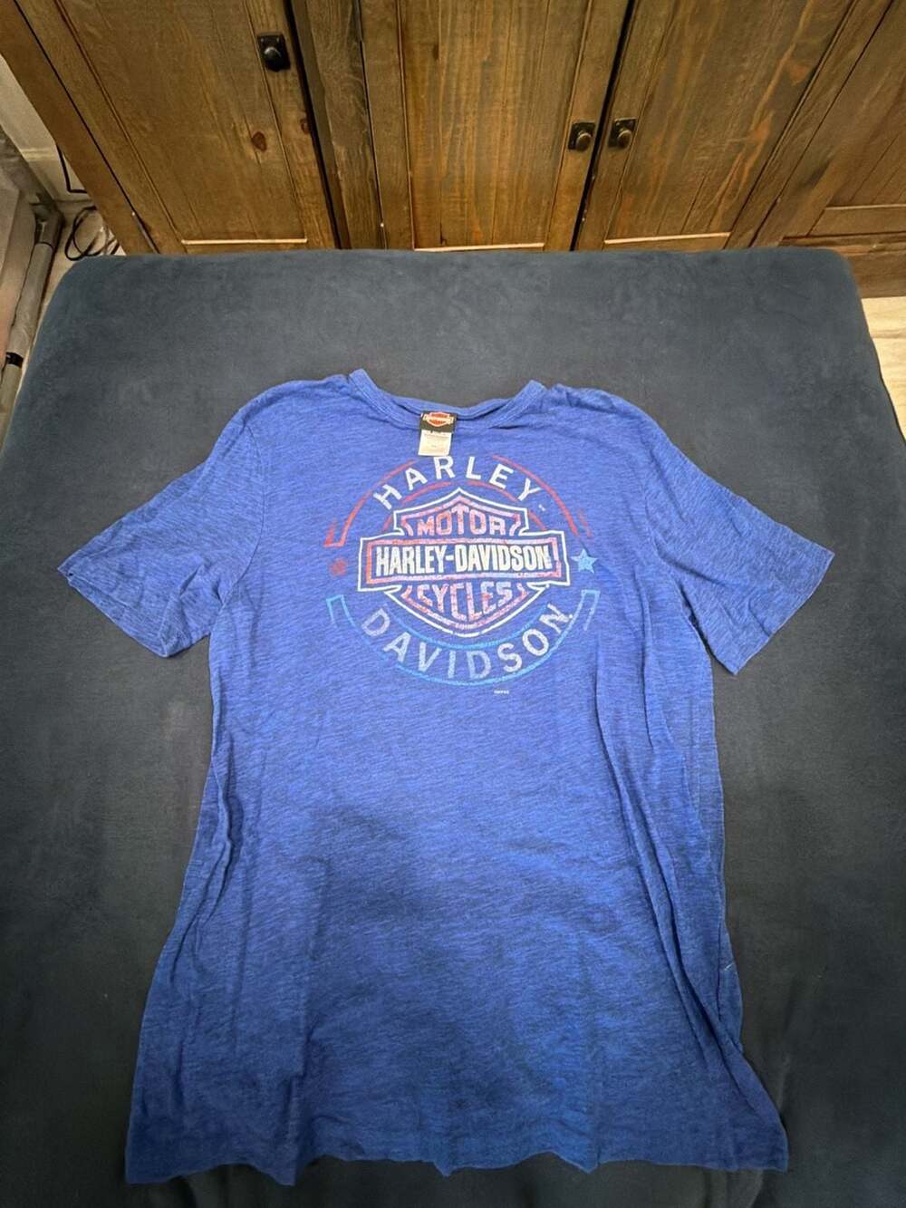 Harley-Davidson Metro  Cedar Rapids IA Graphic T-Shirt Blue Size L